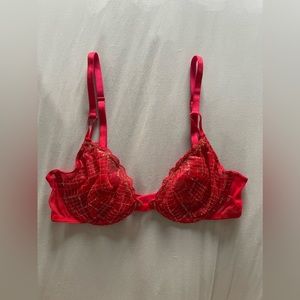 Red and Gold Mesh Victoria’s Secret Bra. 34B